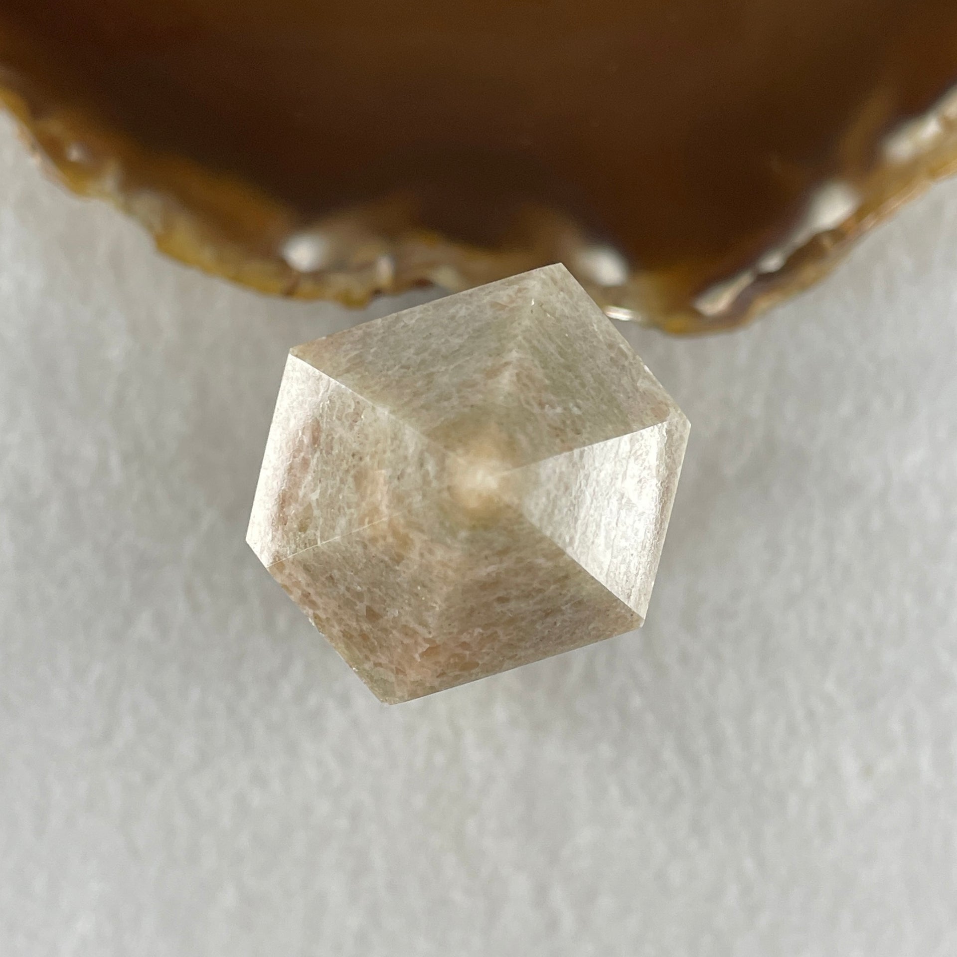 Natural Pink Orange Calcite Tower Display 213.53g 40.0 by 34.1 by 101.9mm - Huangs Jadeite and Jewelry Pte Ltd