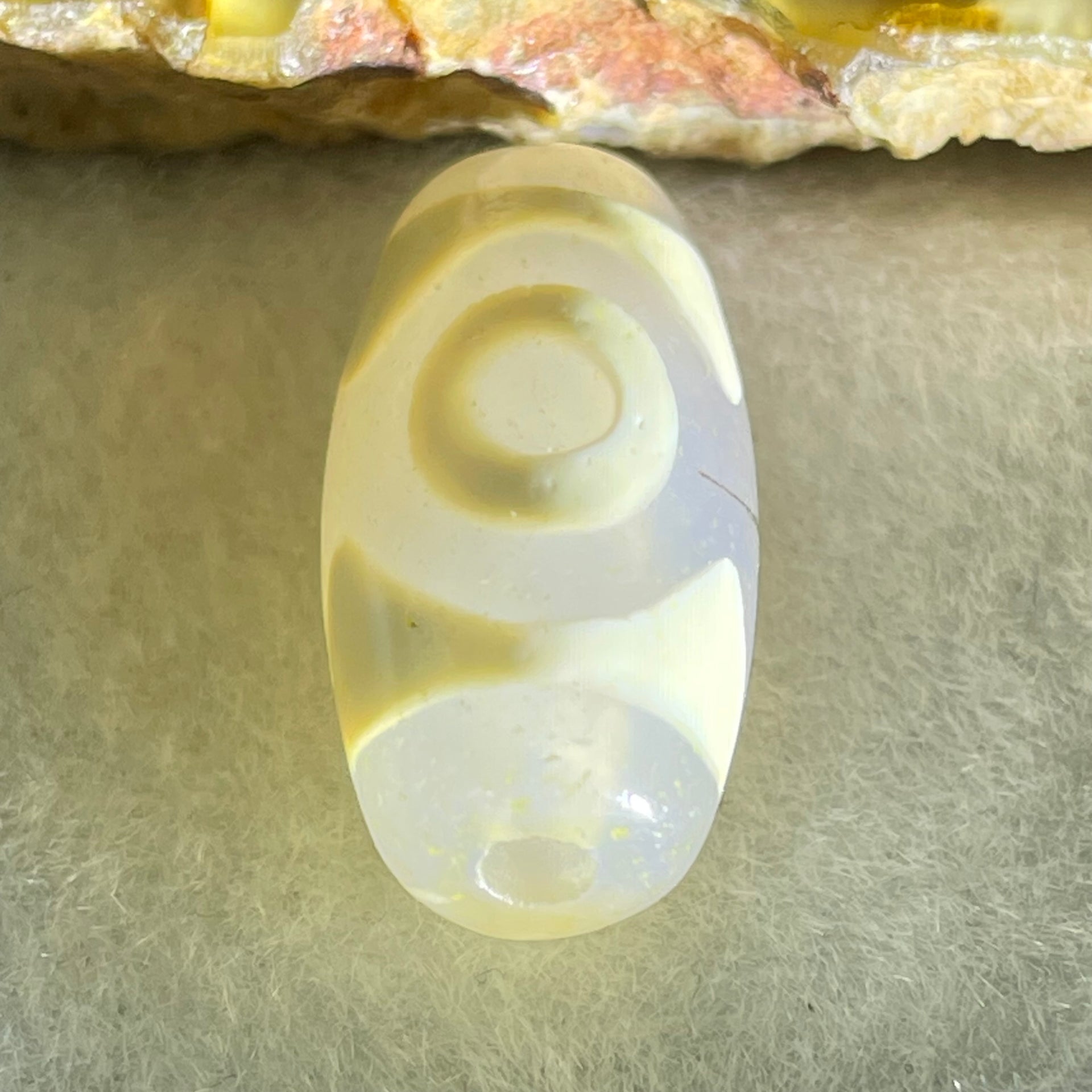 Natural Powerful Tibetan Old Oily Agate 3 Eyes Dzi Bead Heavenly Master (Tian Zhu) 三眼天诛 3.04g 20.0 by 10.2mm - Huangs Jadeite and Jewelry Pte Ltd