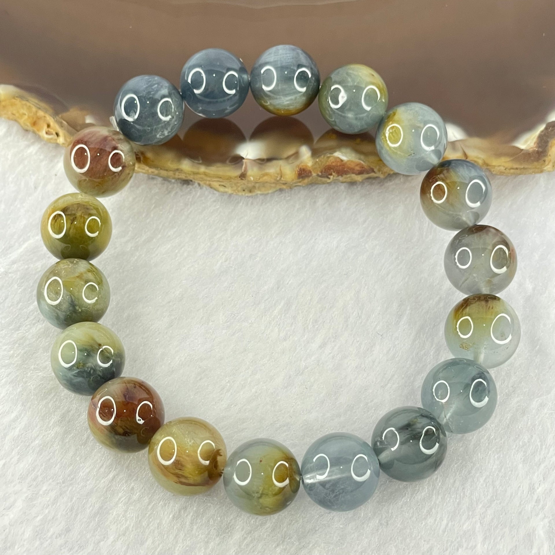 Good Grade Natural Blue Rutilated Quartz Bracelet 34.89g 17cm 11.3mm 18 Beads - Huangs Jadeite and Jewelry Pte Ltd
