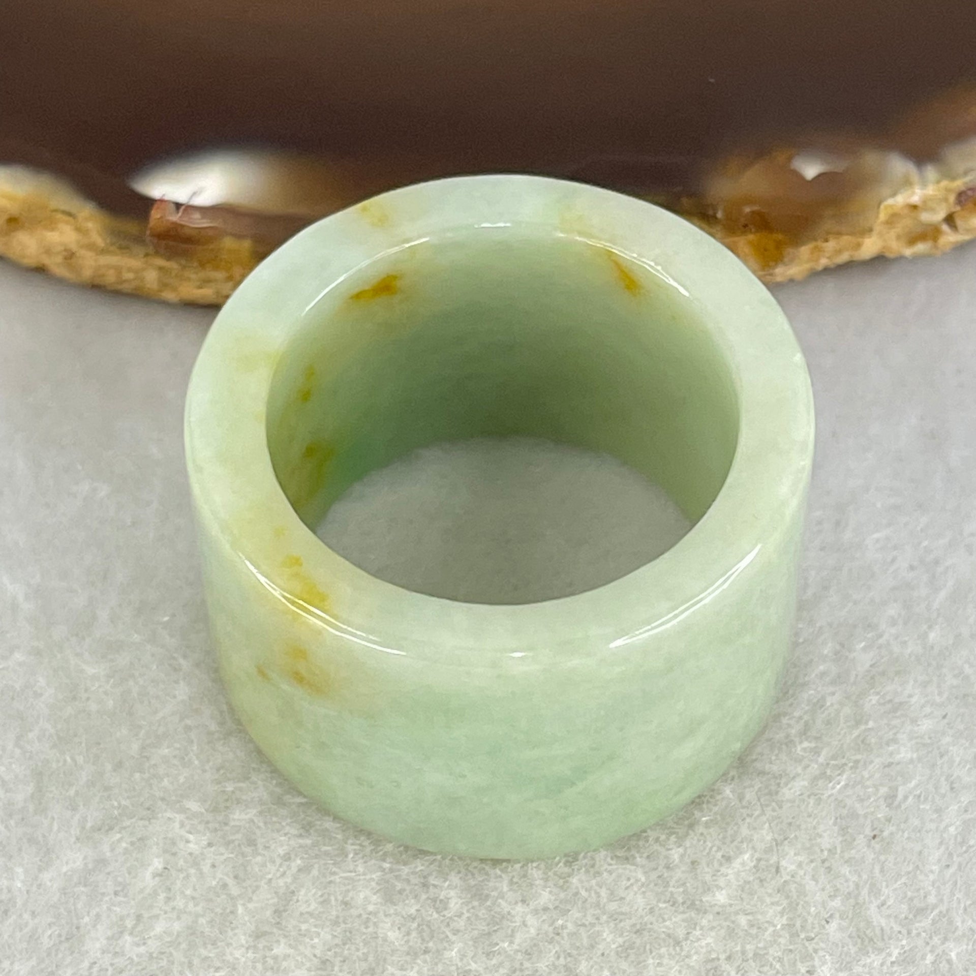 Type A Blueish Green with Brown Patches Jadeite Ring 19.83g 18.6 by 4.5mm US13.5/HK30.5 - Huangs Jadeite and Jewelry Pte Ltd
