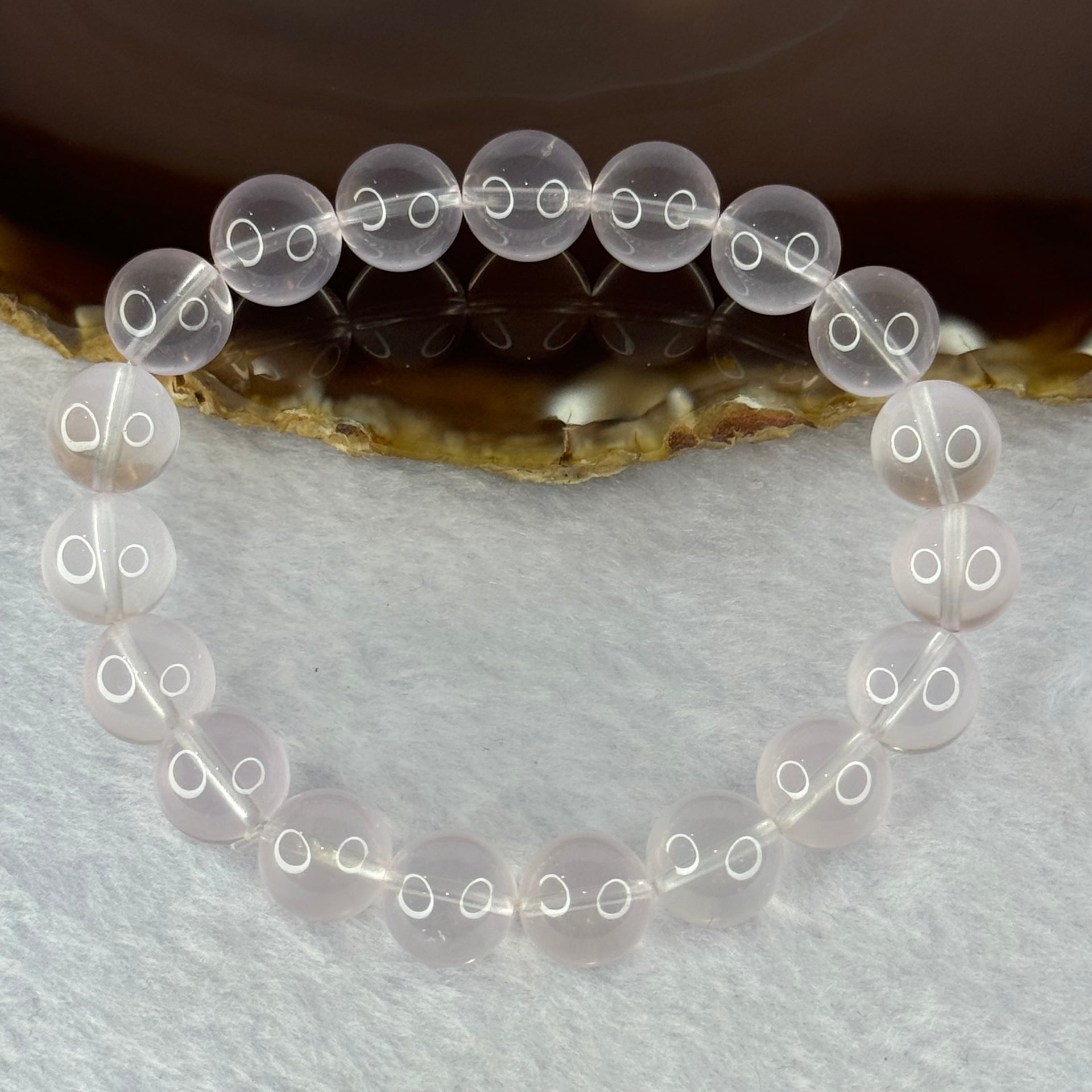Natural Rose Quartz Beads Bracelet 天然玫瑰石英珠手链 32.72g 17.5cm 10.9mm 19 Beads - Huangs Jadeite and Jewelry Pte Ltd