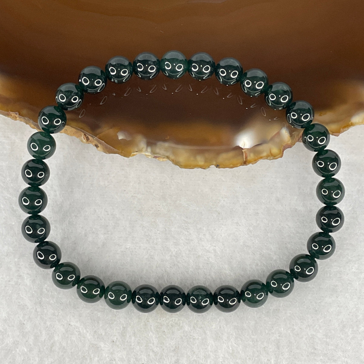 Certified Type A Rare High End Translucent Black Omphacite Jadeite Beads Bracelet | 16cm with 31 Beads 6.0mm (11.56g | Root Chakra Powerful Protection & Wealth Shield)