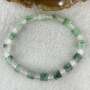 Certified Natural Type A Light Green Jadeite Lulutong Beads with Natural White Agate Beads Bracelet 13.91g 15.5cm 6.1mm 16 Pieces - Huangs Jadeite and Jewelry Pte Ltd