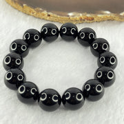 Special Grade Natural Black Gold King Amber Beads Bracelet 天然特一黑金王琥珀手链 28.85g 19cm 15.6mm 14 Beads - Huangs Jadeite and Jewelry Pte Ltd