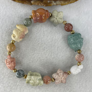 Certified Natural Alashan Agate Pink Starfish with Fish and Crab Bracelet 32.110g 16.5cm 15.1 by 17.1 by 14.6mm - Huangs Jadeite and Jewelry Pte Ltd