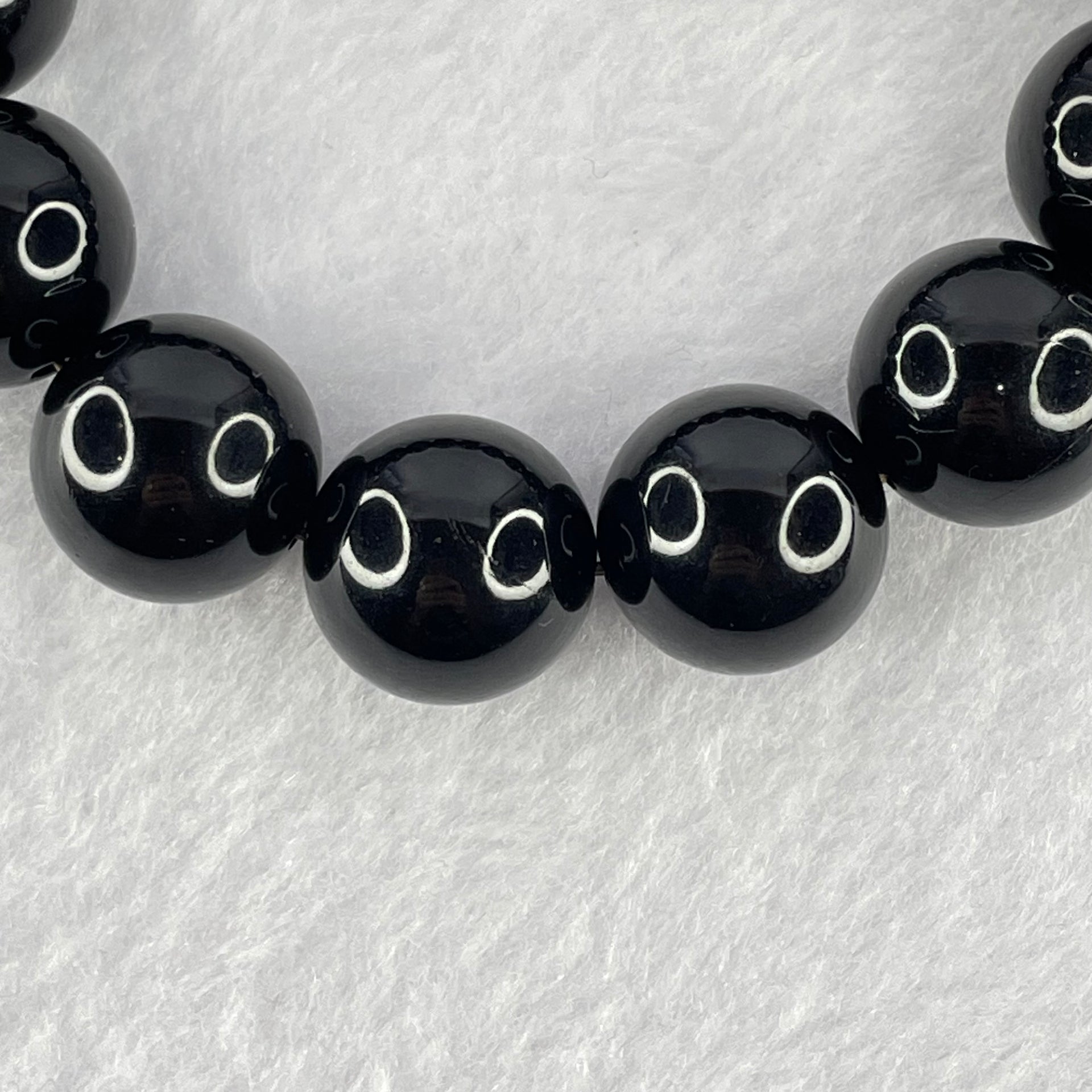 Special Grade Natural Black Gold King Amber Beads Bracelet 天然特一黑金王琥珀手链 28.85g 19cm 15.6mm 14 Beads - Huangs Jadeite and Jewelry Pte Ltd