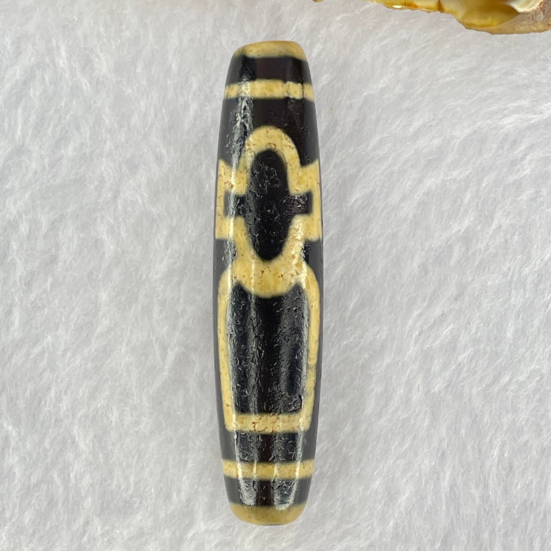 Natural Powerful Tibetan Old Oily Agate Cai Shen with Moon Sun Star Dzi Bead Heavenly Master (Tian Zhu) 财神长天珠 16.79g 58.2 by 13.6mm - Huangs Jadeite and Jewelry Pte Ltd