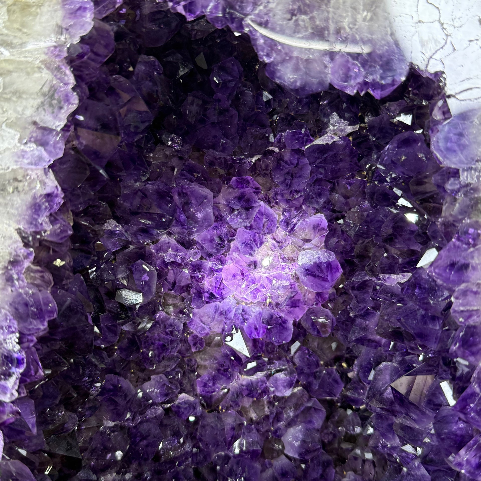 Natural Amethyst Rectangular Shape Cave (31,526.0g) with Wooden Stand Display Total Weight 38,526.0g 420.0 by 315.0 by 610.0mm - Huangs Jadeite and Jewelry Pte Ltd