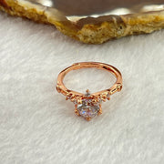 Colourless Cubic Zirconia with Crystals In PT950 Plated Sliver Rose Gold Color Ring (Adjustable Size) 2.44g 6.2 by 4.2mm - Huangs Jadeite and Jewelry Pte Ltd