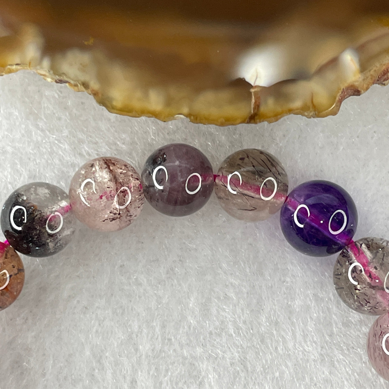 Certified Above-Average Grade Natural Super 7 Crystal Beads Bracelet | Fluid High-Clarity Elegant Strand | Authentic Sacred Seven Multi-Mineral Inclusions Quartz Spiritual Catalyst & Auric Shield Bracelet (14.99g | 15cm Length | 7.8mm | 24 Beads)