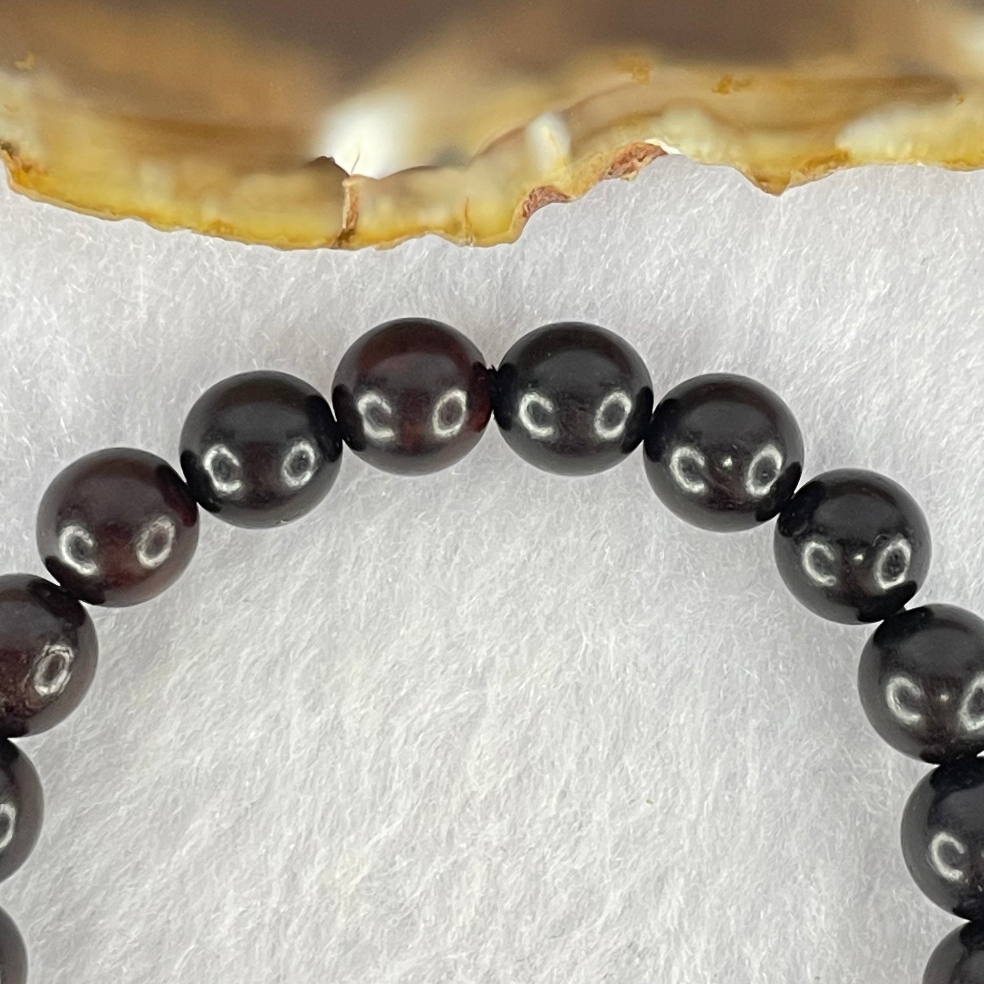 Natural Indian Small Leaf Zitan Rose Wood Beads Bracelet 天然小叶紫檀手链 6.32g 14.5cm 8.0mm 22 Beads - Huangs Jadeite and Jewelry Pte Ltd