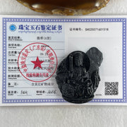 Type A Opaque Black Omphacite Jadeite Good Vs Evil Manjushri Bodhisattva Pendant Rabbit Zodiac Guardian 39.25g 50.5 by 44.0 by 13.3mm - Huangs Jadeite and Jewelry Pte Ltd