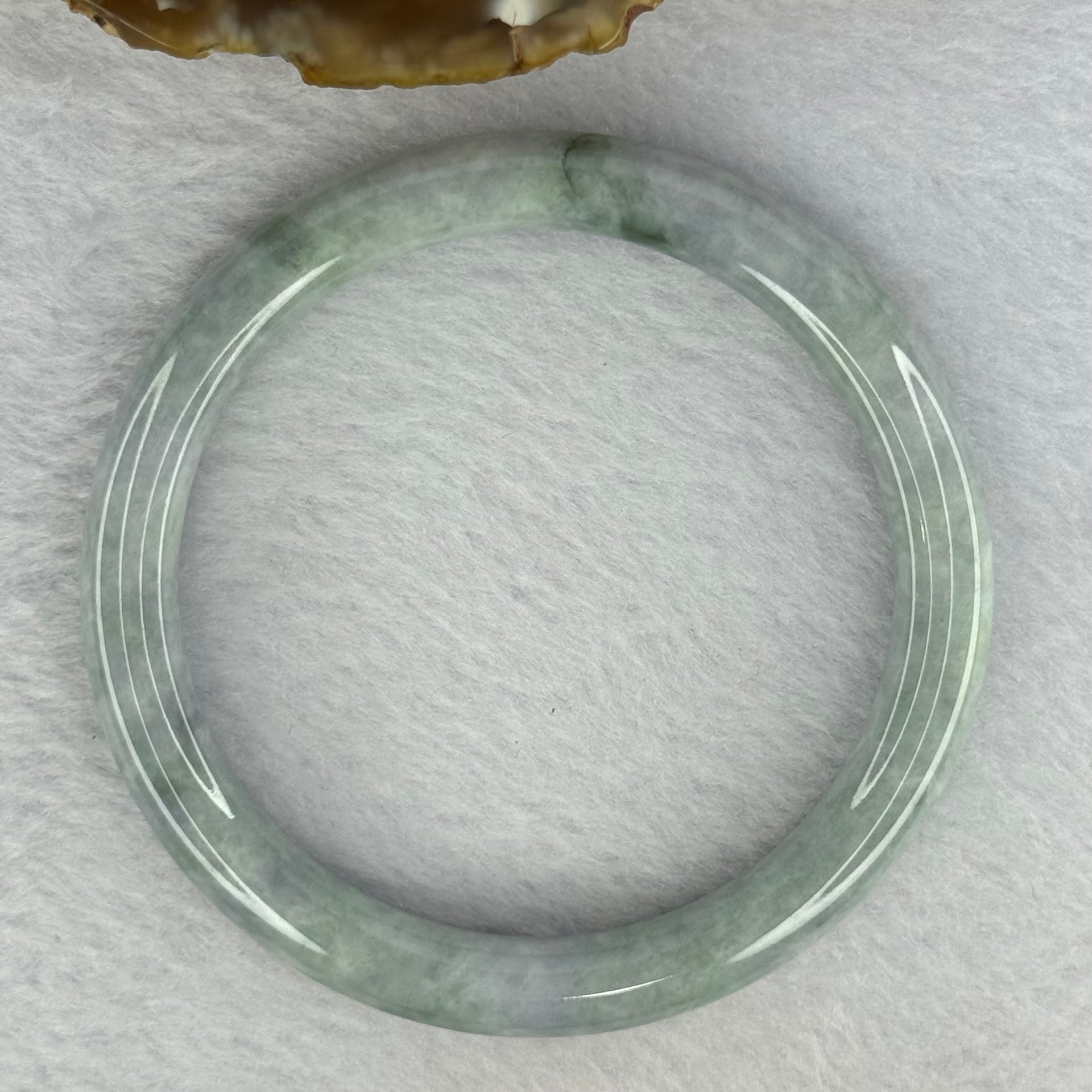 Type A Deep Lavender and Green Piao Hua Jadeite Bangle 31.99g Internal Diameter 57.0mm 8.0 by 8.0mm (Slight Internal Line) - Huangs Jadeite and Jewelry Pte Ltd