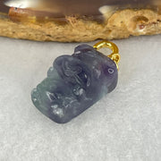 Natural Purple and Green Fluorite Ox Charm Pendant 3.51g 17.2 by 11.0 by 8.6mm - Huangs Jadeite and Jewelry Pte Ltd