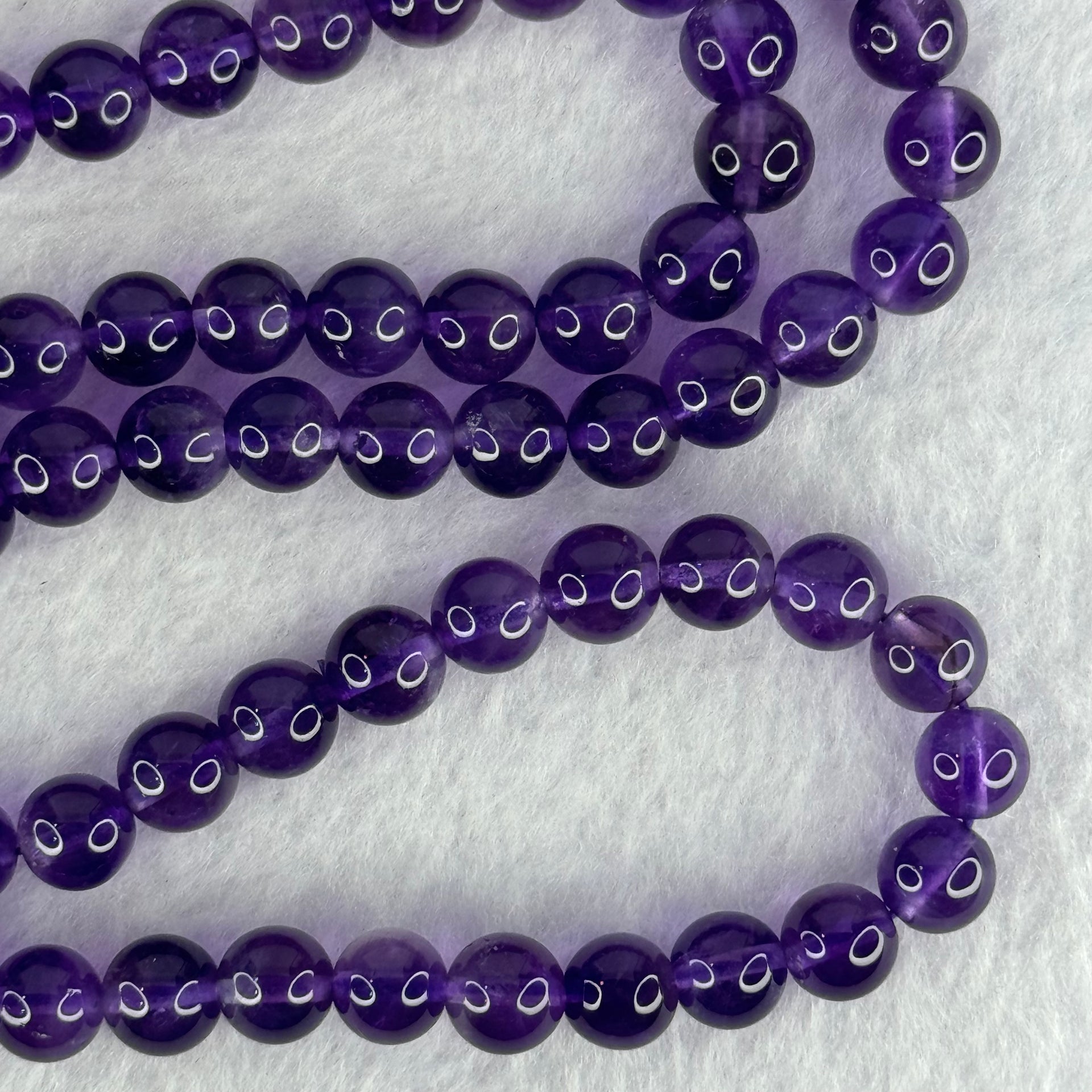 Good Grade Natural Amethyst Necklace 46.46g 52cm 7.7mm 75 Beads - Huangs Jadeite and Jewelry Pte Ltd