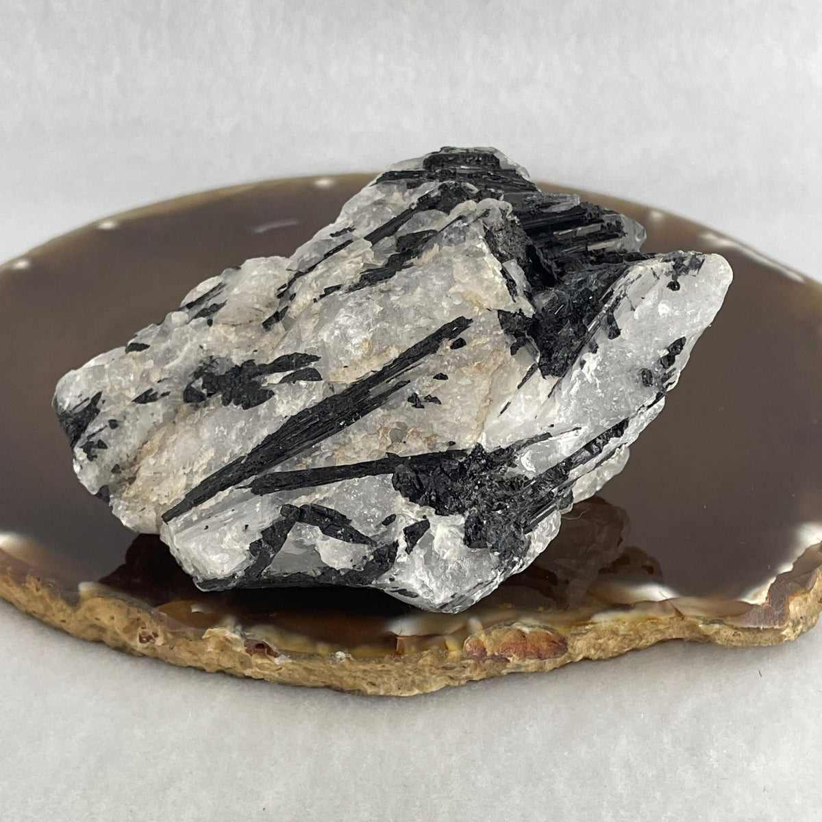 Natural Black Tourmaline in Quartz Rough Display | (228.40g | 90.2 x 66.5 x 40.2mm | Shield, Psychic Protection & Energy Purification Anchor, Feng Shui Space Cleanser & Grounding Catalyst)