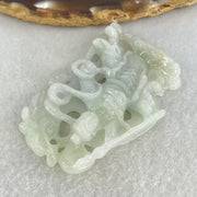 Type A Light Green and Lavender Jadeite Nezha with Dragon Pendant 25.06g 54.8 by 37.4 by 10.5mm - Huangs Jadeite and Jewelry Pte Ltd