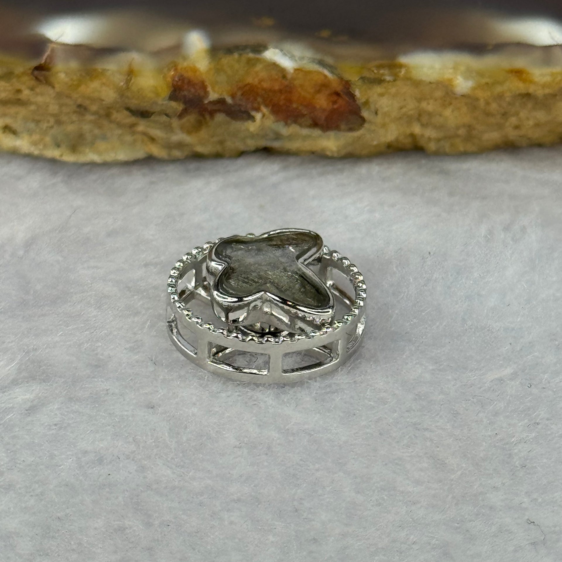 Natural Meteorite Spinning Sliver Butterfly Charm in S925 Silver For Necklace/Bracelet 1.80g 13.3 by 6.1mm - Huangs Jadeite and Jewelry Pte Ltd