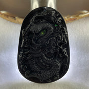 Type A Opaque to Partial Translucent Black Omphacite Jadeite Dragon Pendant 24.58g 58.2 by 40.3 by 8.2mm - Huangs Jadeite and Jewelry Pte Ltd