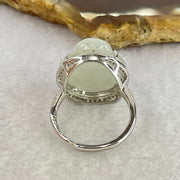 Type A Faint Lavender Green Jadeite Milo Buddha in S925 Ring (Adjustable Size) 6.28g 16.6 by 16.6 by 9.2mm - Huangs Jadeite and Jewelry Pte Ltd