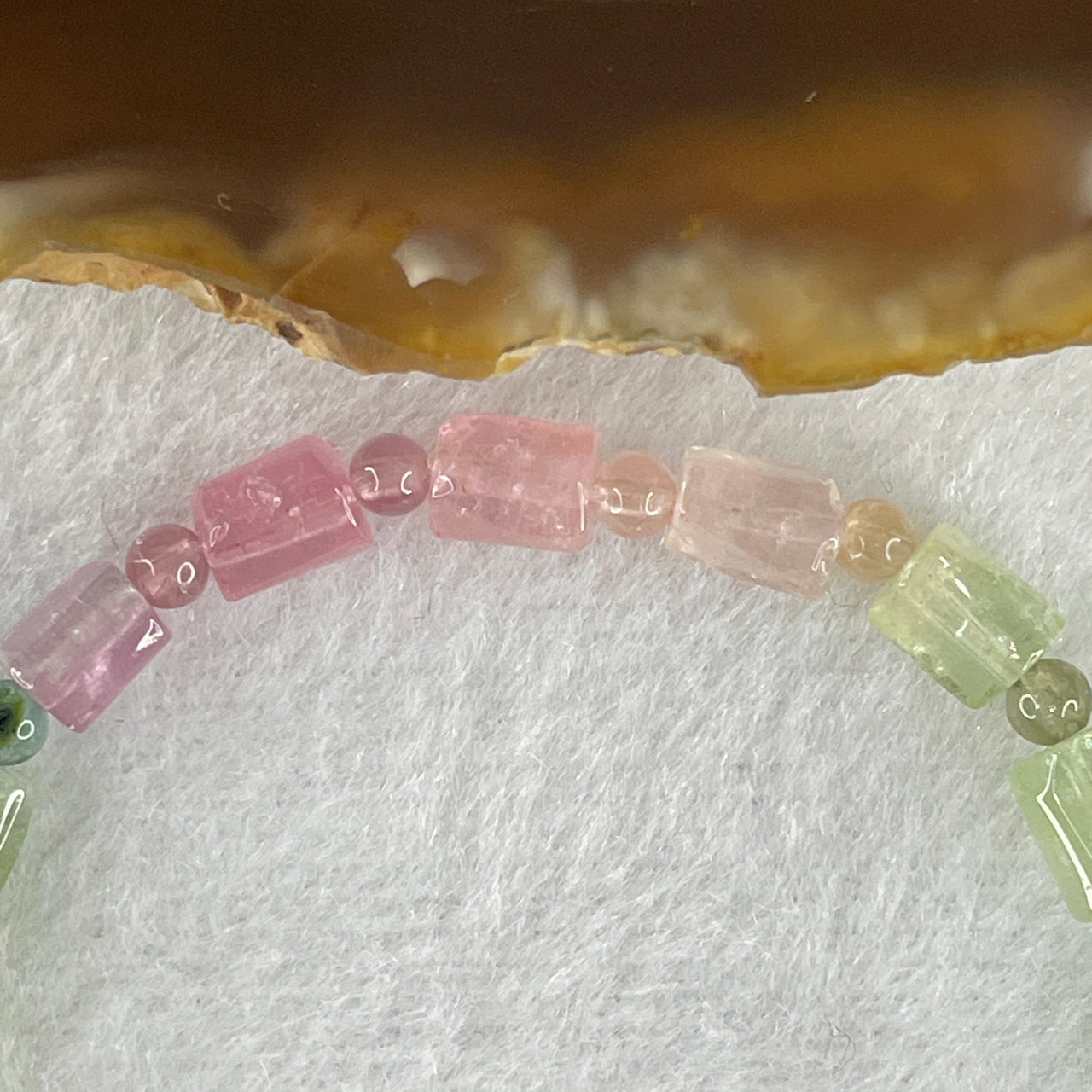 Certified Good Grade Natural Transparent Rainbow Tourmaline Crystal Irregular Beads Bracelet 7.11g 15.5cm 5.2mm 19 Beads