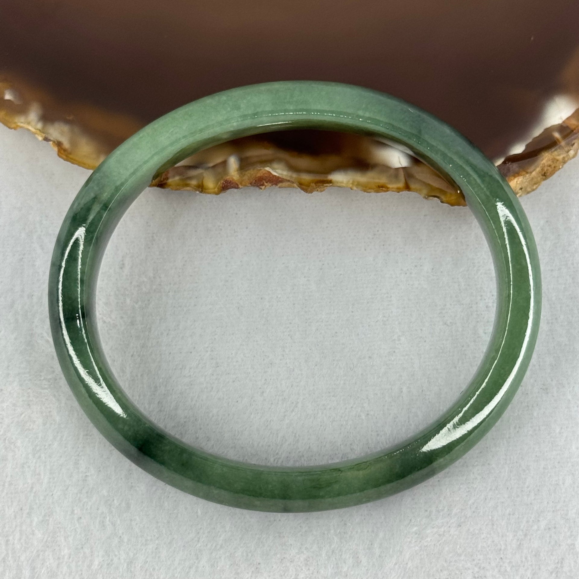 Type A Green Jadeite Oval Bangle Internal Diameter 57.7mm 36.44g 11.6 by 7.0mm (Slight Internal Lines) - Huangs Jadeite and Jewelry Pte Ltd