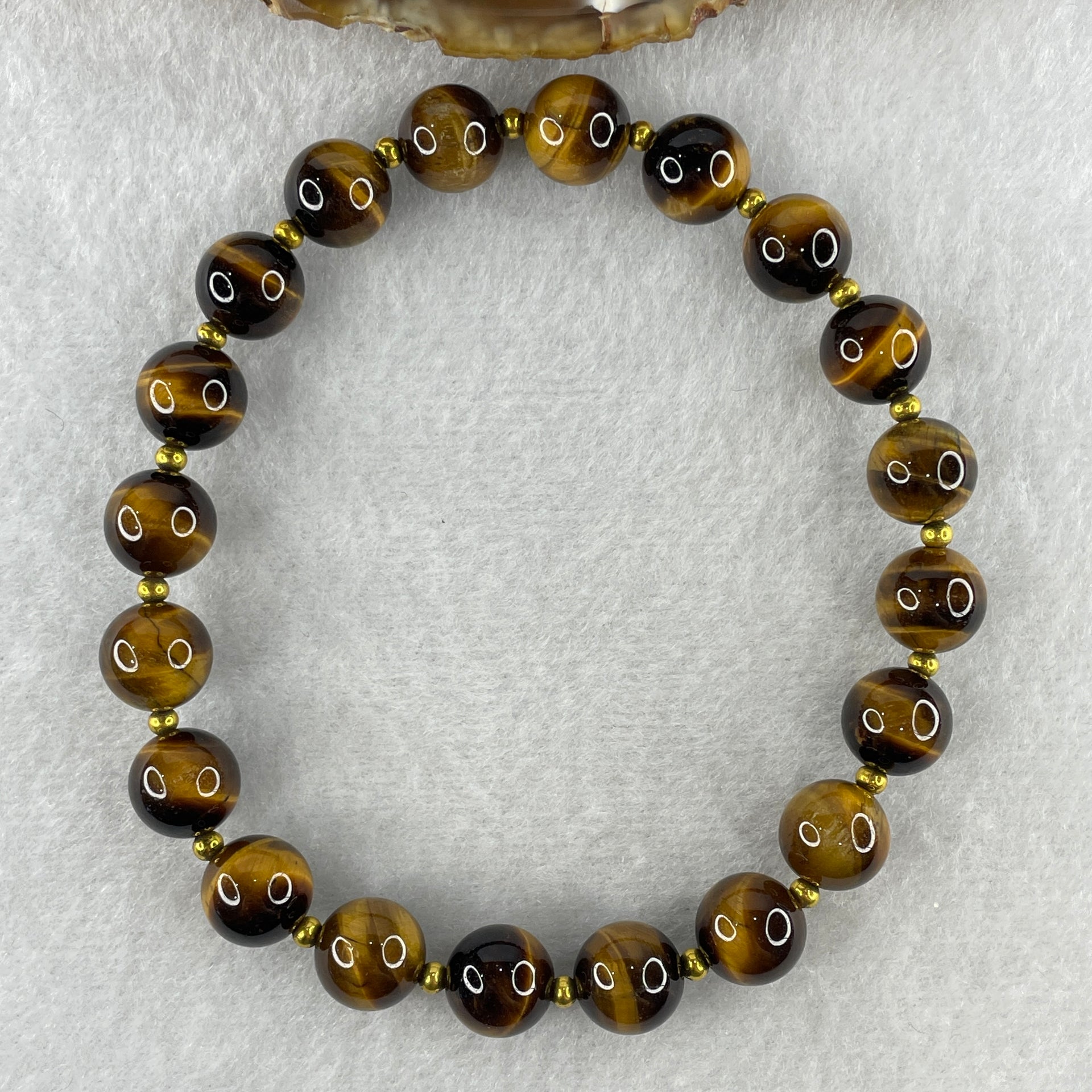 Natural Yellow Tiger's Eye Quartz Beads Bracelet with Charm 31.12g 21cm 10.4mm 20Beads - Huangs Jadeite and Jewelry Pte Ltd