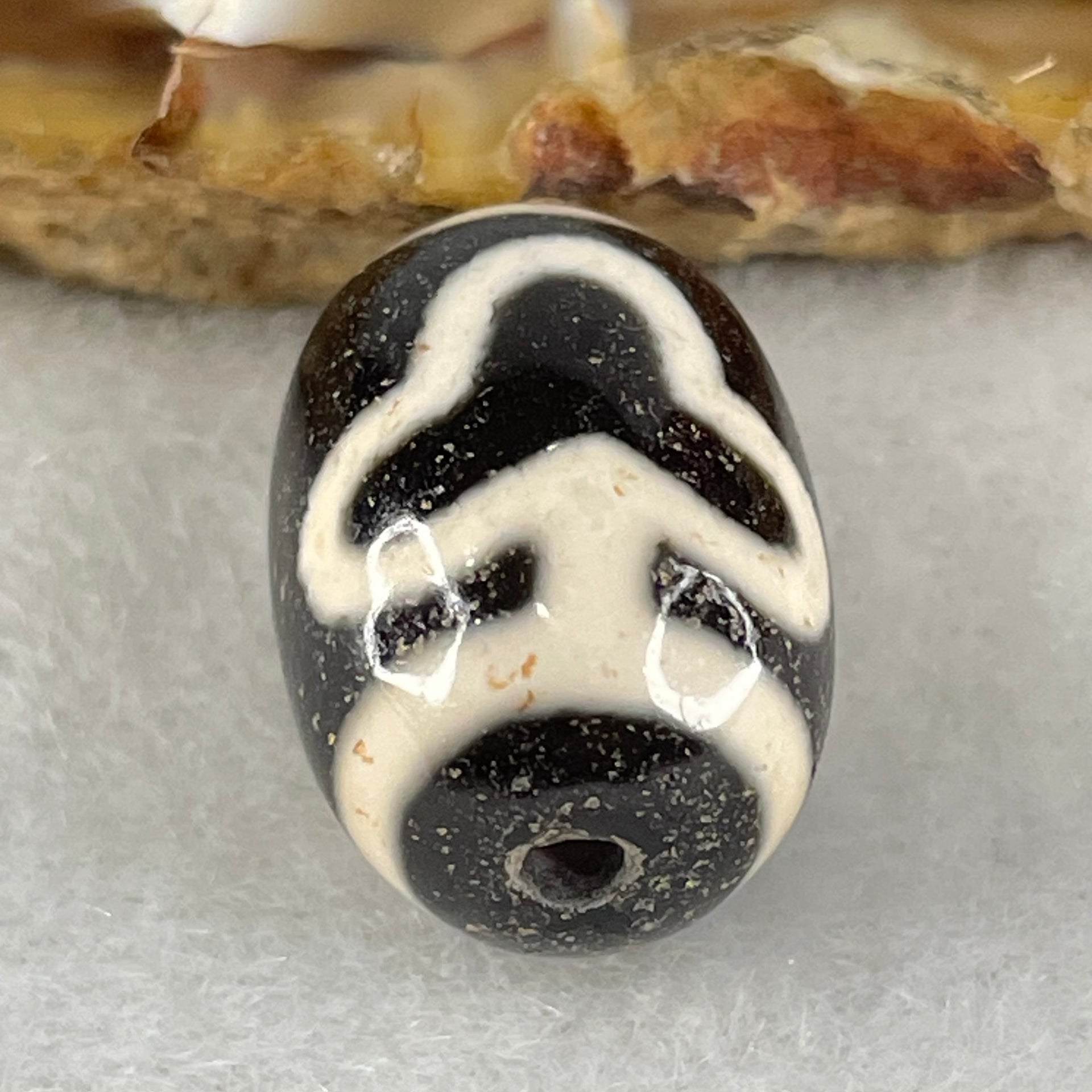 Natural Powerful Tibetan Old Oily Agate Double Bodhi Tree Dzi Bead Heavenly Master (Tian Zhu) 菩提树天珠 4.57g 17.8 by 12.8mm - Huangs Jadeite and Jewelry Pte Ltd