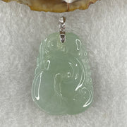 18K 750 White Gold Type A Icy Sky Blue Jadeite Ruyi with Bat Pendant 12.36g 35.5 by 26.6 by 7.1mm - Huangs Jadeite and Jewelry Pte Ltd