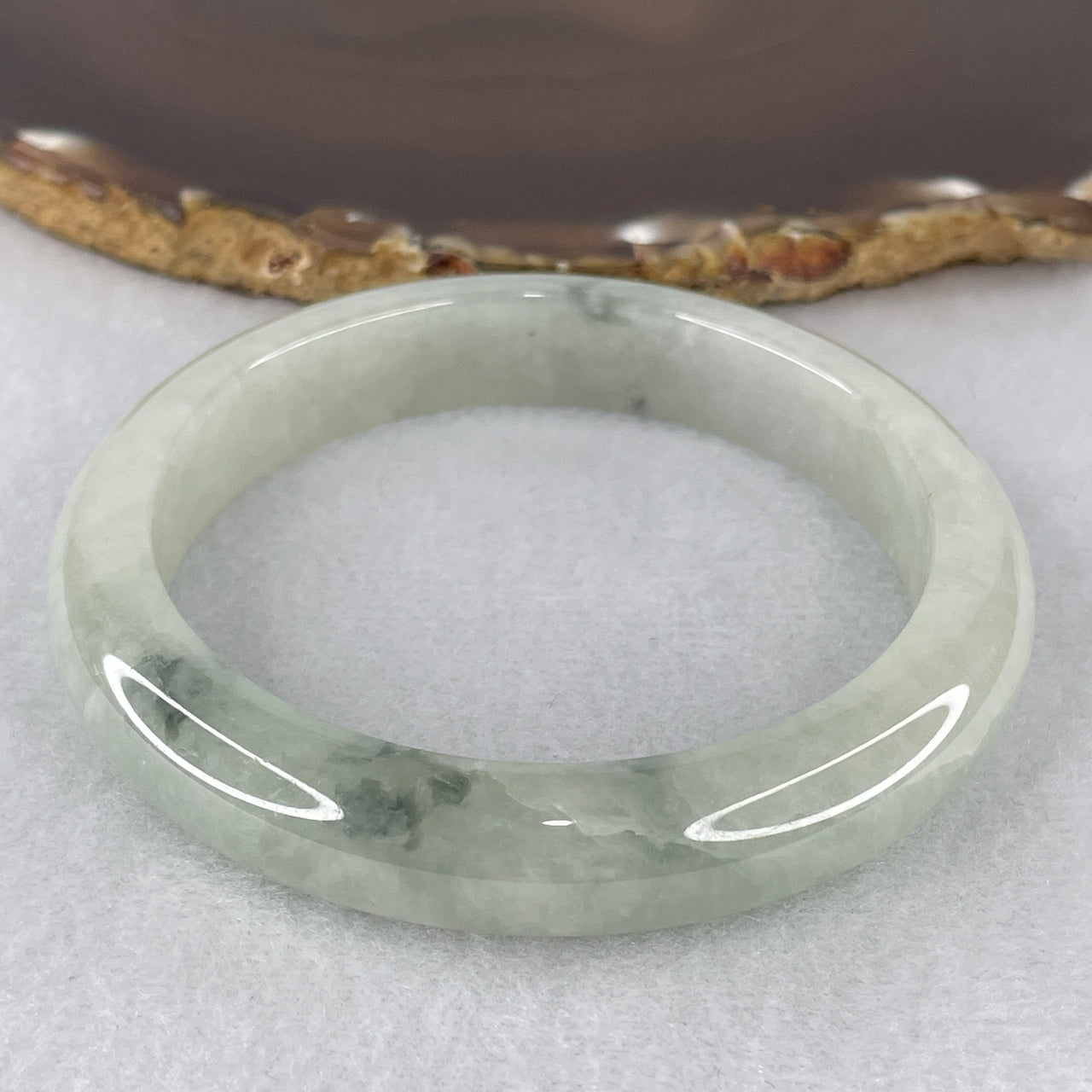 Certified Natural Type A Light Green Jadeite Bangle | Majestic Round Court Silhouette | Universal Prosperity & Auric Protection Bangle (59.07g 12.1x9.2mm | 59.4mm | Internal Line)