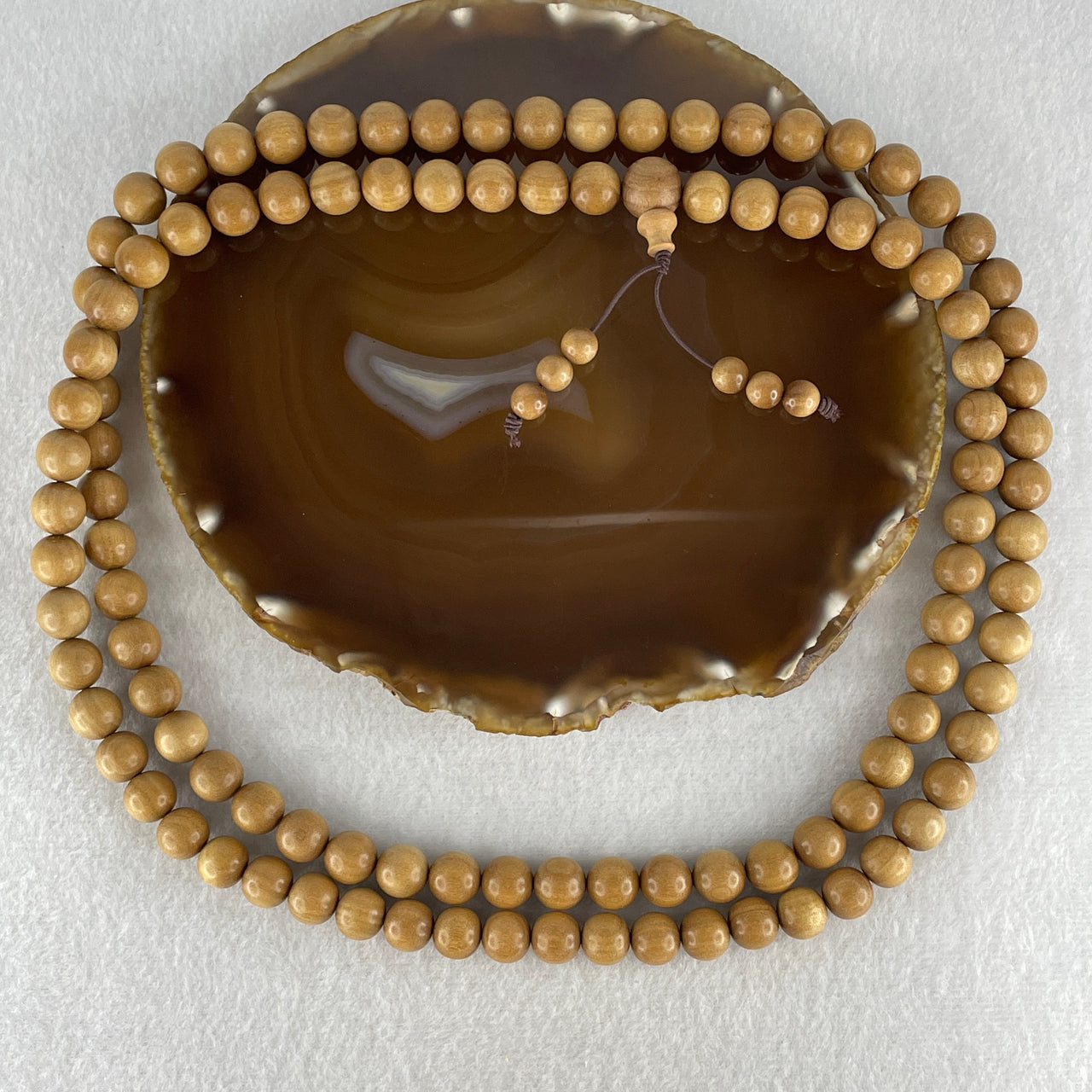 Certified Natural India Old Tree Sandalwood Beads Necklace 50.57g 106cm 10.2mm 108 Beads