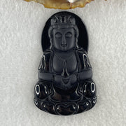 Type A Opaque Black Omphacite Jadeite Guan Yin Pendant 28.39g 63.4 by 38.8 by 7.5mm - Huangs Jadeite and Jewelry Pte Ltd