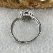 Type A Lavender Jadeite in S925 Sliver with Crystal Ring (Adjustable Size) 1.82g 6.3 by 3.5mm - Huangs Jadeite and Jewelry Pte Ltd