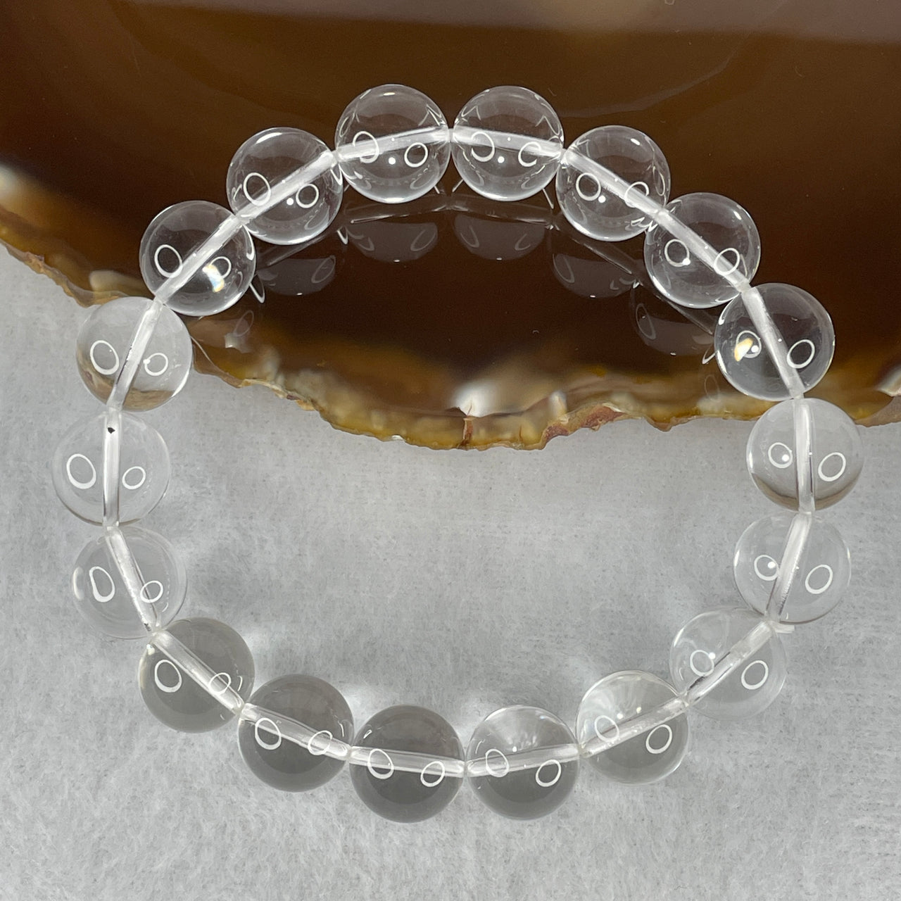 Natural Clear Quartz Beads Bracelet | 100% Untreated Master Healer Gemstone Stretch Bracelet (41.98g | 12.1mm Beads | 18 Beads | 17cm)