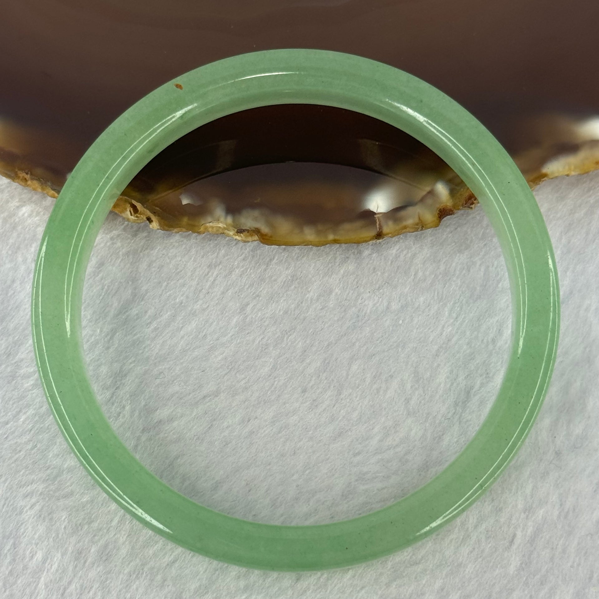 Green Quartzite Jade Bangle 天山玉手镯 28.09g Internal Diameter 58.3mm 9.8 by 6.9mm - Huangs Jadeite and Jewelry Pte Ltd