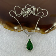 Type A Icy Green Omphasite Jadeite Dragon Head with Crystals in S925 Sliver Necklace 5.11g 13.5 by 9.1 by 2.0mm - Huangs Jadeite and Jewelry Pte Ltd