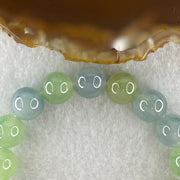 Type A Natural Semi Icy Light Green with Yellow and Blue Jadeite Beads Bracelet 32.94g 15cm 10.0mm 19 Beads - Huangs Jadeite and Jewelry Pte Ltd