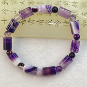 Purple and White Agate Bracelet 20.16g 16cm 12.1 by 8.1mm 11 Lulu Tong - Huangs Jadeite and Jewelry Pte Ltd