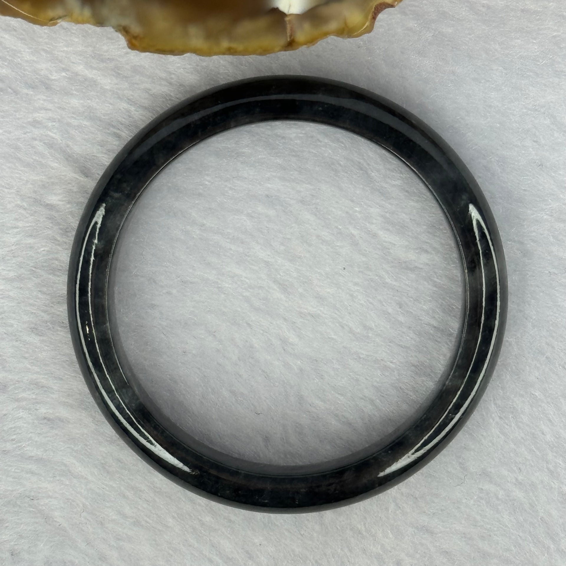 Type A Highly Translucent Black Grey Wuji Jadeite Baby Bangle 12.46g Internal Diameter 36.5mm 7.2 by 5.1mm - Huangs Jadeite and Jewelry Pte Ltd