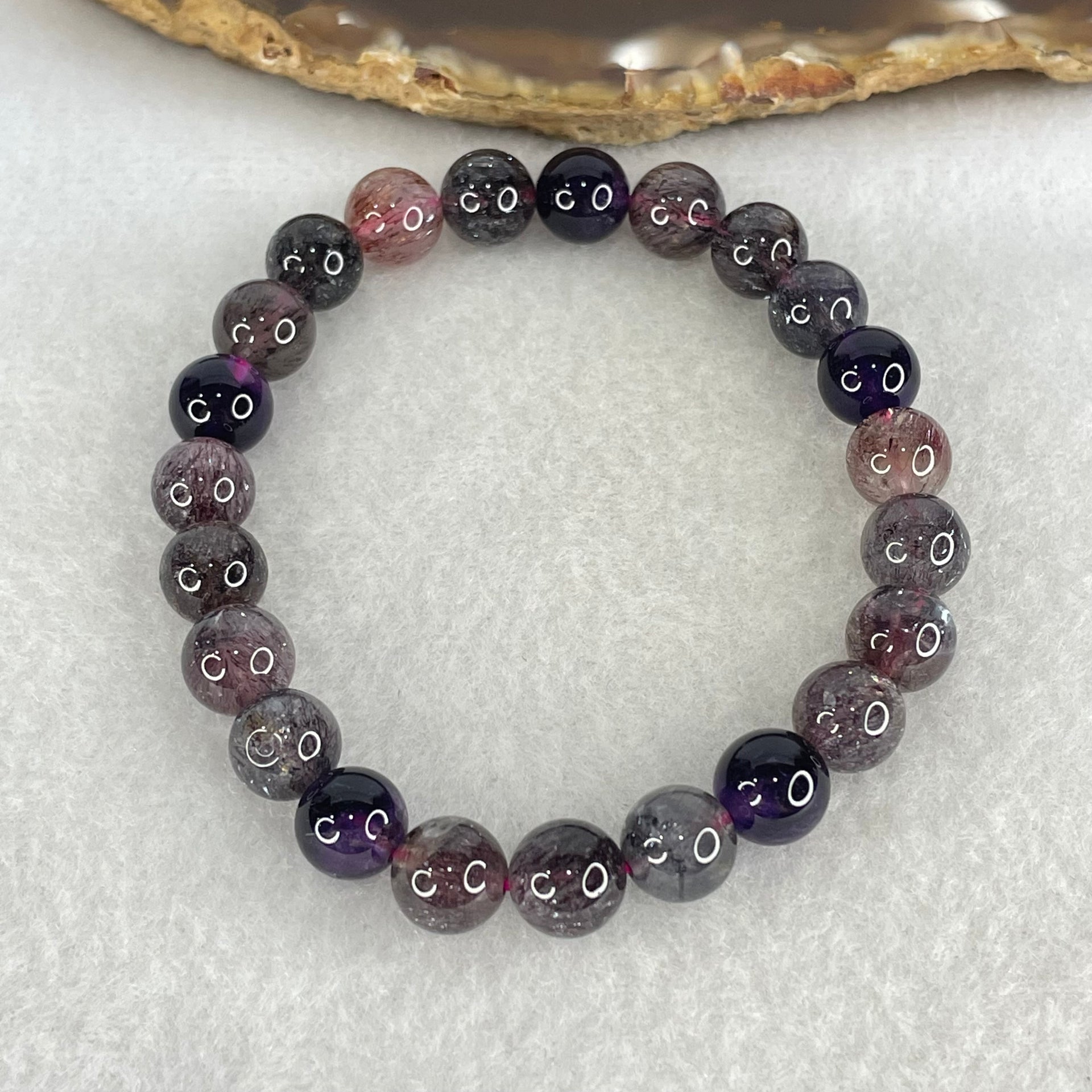 Good Grade Natural Blackcurrant Super 7 Beads Bracelet 20.68g 16.5cm 8.7mm 23 Beads - Huangs Jadeite and Jewelry Pte Ltd