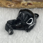 Type A Opaque Black Omphacite Dolphine Pendant Charm 4.34g 32.2 by 24.1 by 6.6mm - Huangs Jadeite and Jewelry Pte Ltd