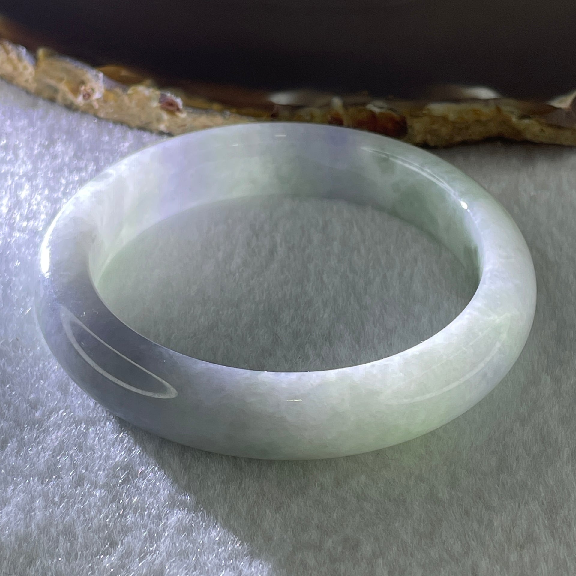 Natural Type A Jelly Light Lavender Light Green Jadeite Bangle 48.52g Inner Diameter 54.6mm 11.4 by 9.2mm (Internal Line) - Huangs Jadeite and Jewelry Pte Ltd