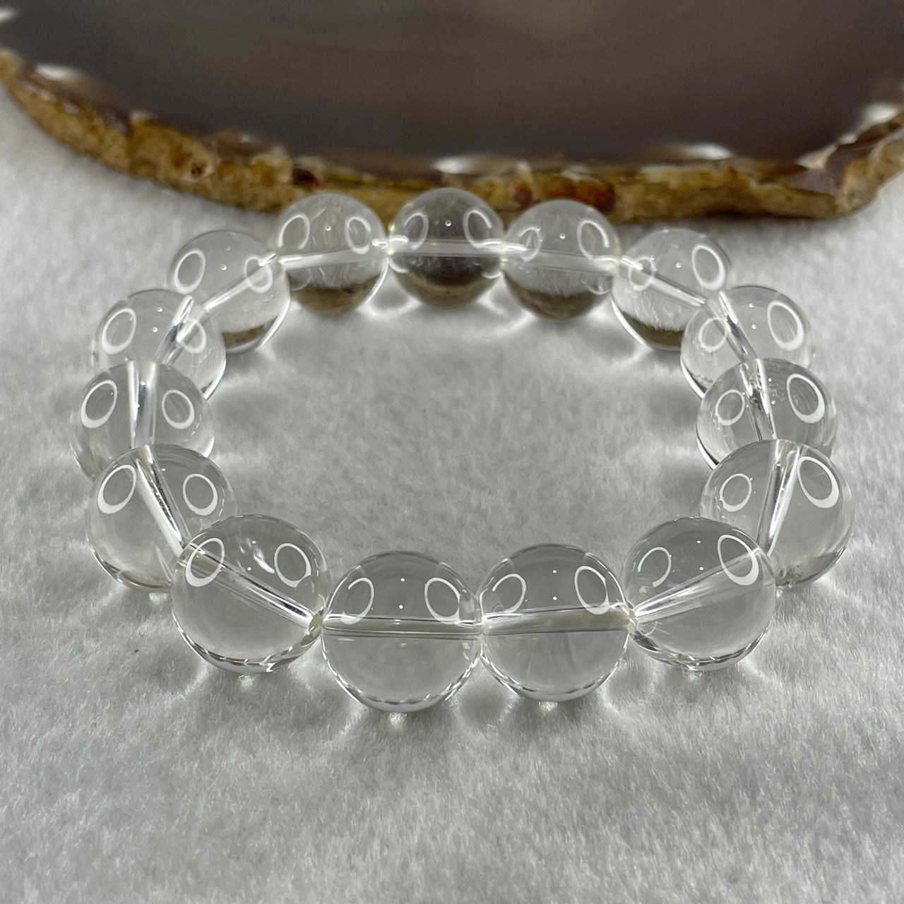 Natural Clear Quartz Beads Bracelet 60.66g 16.5cm 14.4mm 15 Beads - Huangs Jadeite and Jewelry Pte Ltd