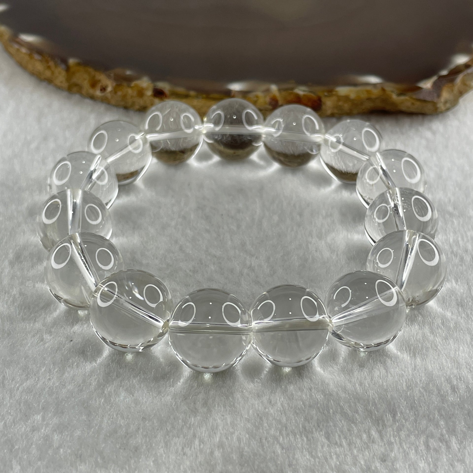 Natural Clear Quartz Beads Bracelet 60.66g 16.5cm 14.4mm 15 Beads - Huangs Jadeite and Jewelry Pte Ltd