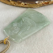 Type A Icy Green with Green Piao Hua Jadeite Guan Yin Bodhisattva Pendant 30.08g 63.4 by 44.1 by 5.3mm - Huangs Jadeite and Jewelry Pte Ltd
