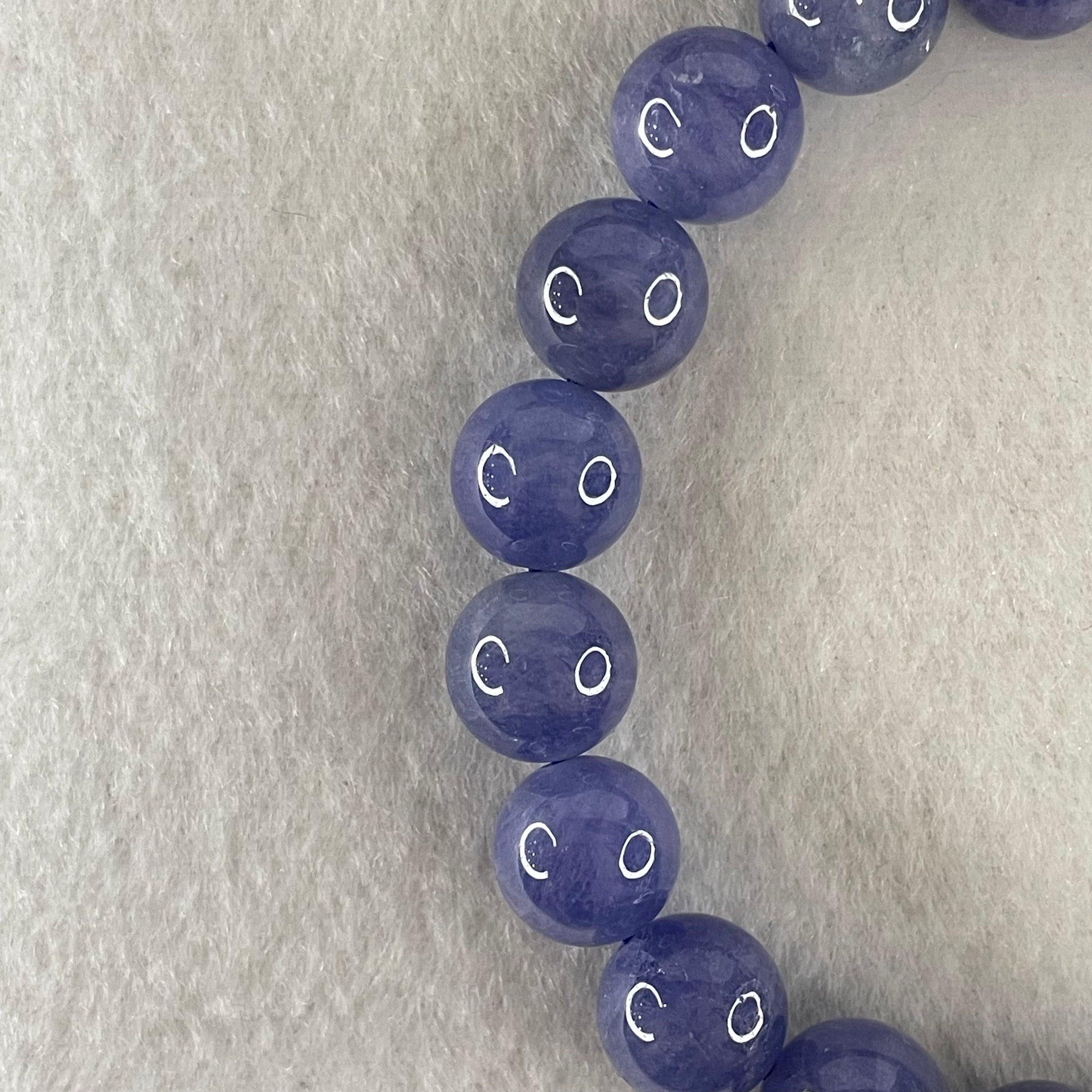 Above Average Grade Natural Blue Tanzanite Beads Bracelet 34.61g 15.5cm 10.2mm 19 Beads - Huangs Jadeite and Jewelry Pte Ltd