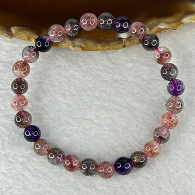Good Grade Natural Super 7 Crystal Beads Bracelet 天然超级七水晶珠手链 11.05g 15.5cm 7.0mm 28 Beads - Huangs Jadeite and Jewelry Pte Ltd