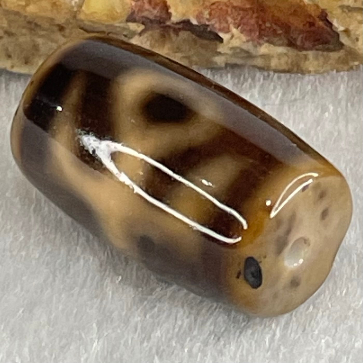 Natural Powerful Tibetan Old Oily Agate Patina Guiren Tairen Human Dzi Bead Totem Amulet Heavenly Master (Tian Zhu) 贵人天诛 4.78g 19.5 by 11.6mm - Huangs Jadeite and Jewelry Pte Ltd