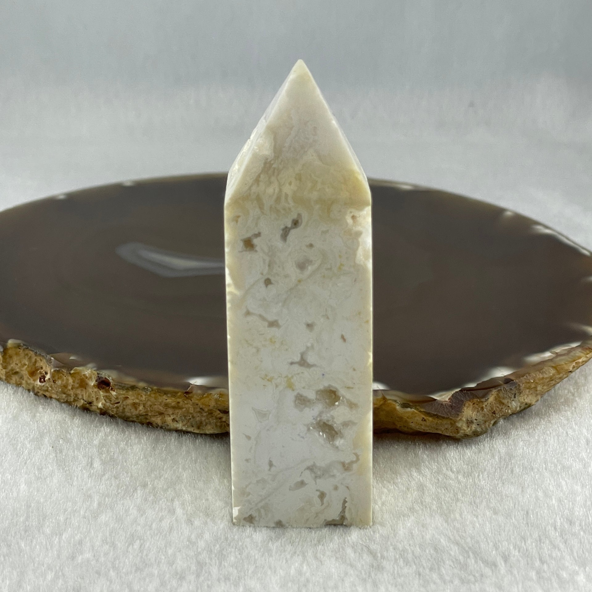 Natural White Agate Crystal Tower Display 88.20g 25.2 by 24.1 by 78.6mm - Huangs Jadeite and Jewelry Pte Ltd