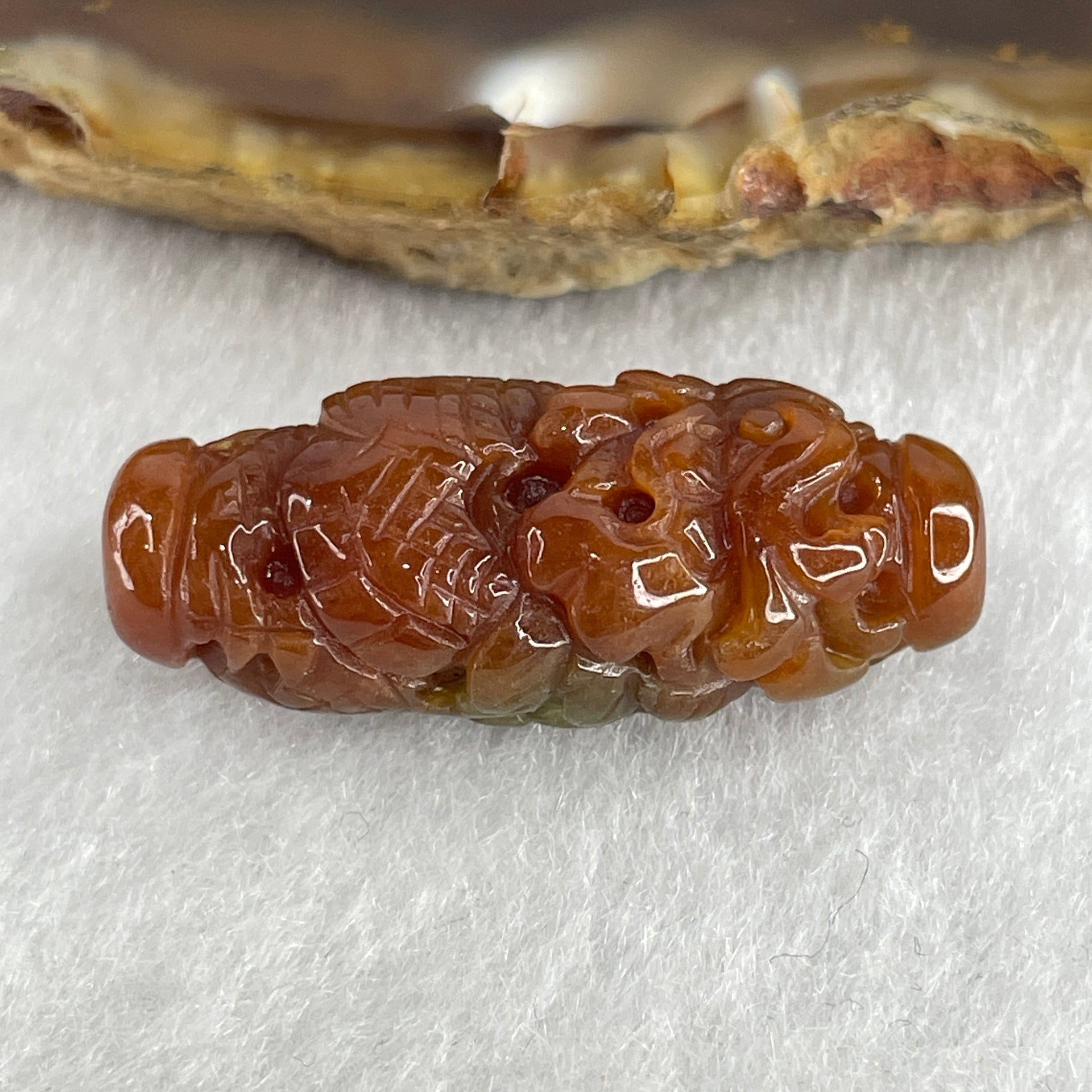 Certified Natural Type A Reddish Brown with Blueish Green Jadeite Dragon Charm 6.97g 30.4 by 13.2 by 10.8mm - Huangs Jadeite and Jewelry Pte Ltd